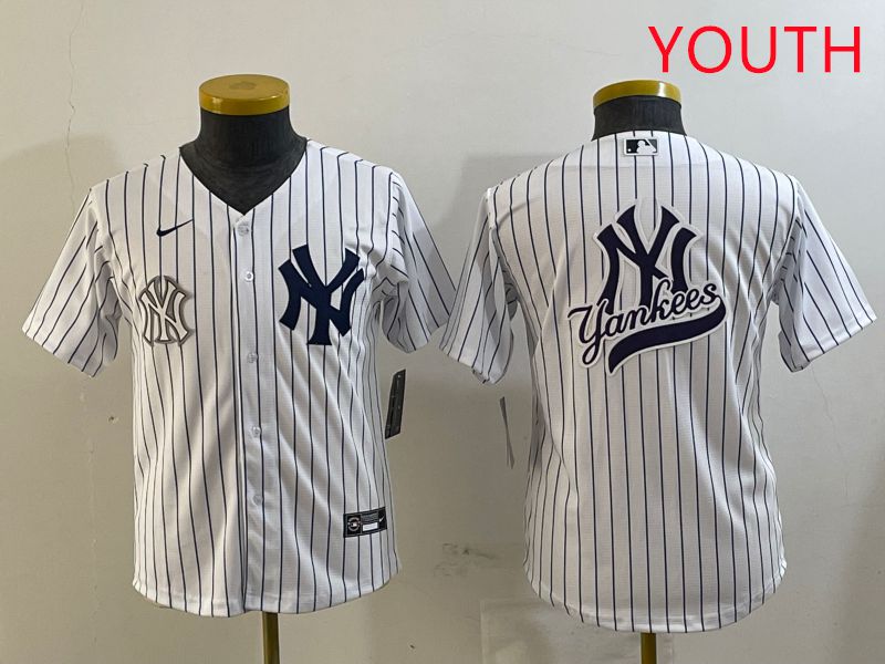Youth New York Yankees Blank White Stripe Game 2025 Nike MLB Jersey style 25